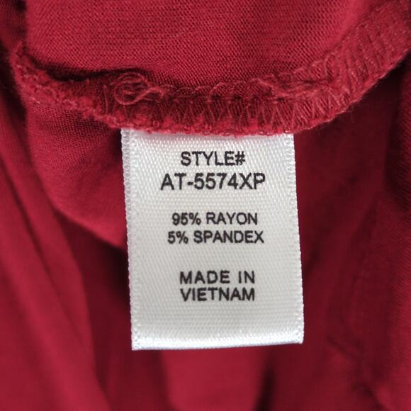 Zenana Women's 1X Burgundy Dolman Sleeve Top, Stretch Tunic Ruched Boho Country - Picture 5 of 6